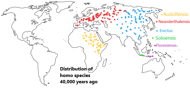 Homo species distribution map