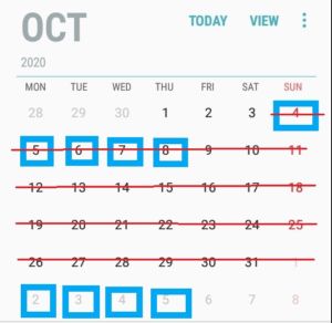 Counting period days Counting period days